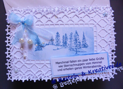 Karte Wintergrüße - weiß-hellblau