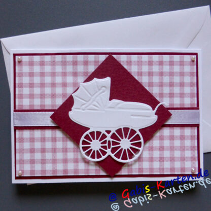 Karte Kinderwagen rosa