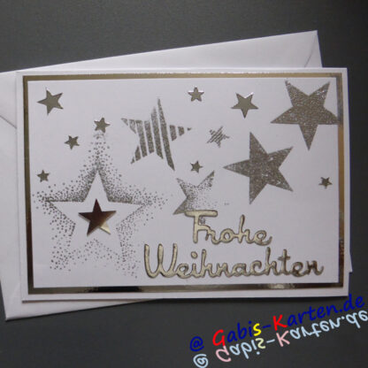 Karte "Frohe Weihnachten" - Sterne silber