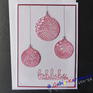 Karte 'Fröhliche Weihnachten' - 3 Kugeln