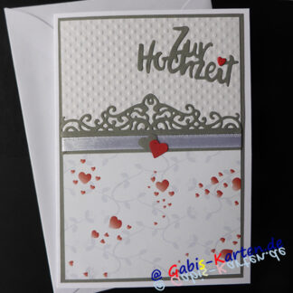 Karte "Zur Hochzeit" - Ornament und Herzen