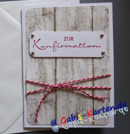 Karte "Zur Konfirmation" - Holzstruktur hell