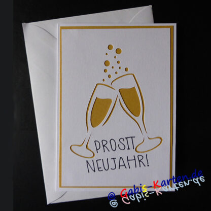 Karte "Prosit Neujahr" - Gold