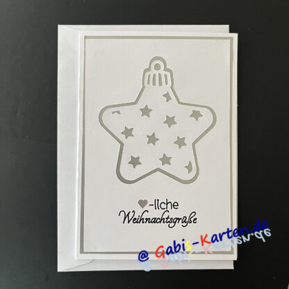 Karte 'Herzliche Weihnachtsgrüße' - Sternenkugel - silber