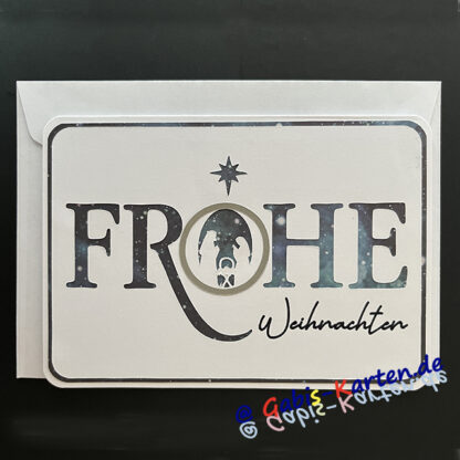 Karte 'Frohe Weihnachten' mit Krippenmotiv