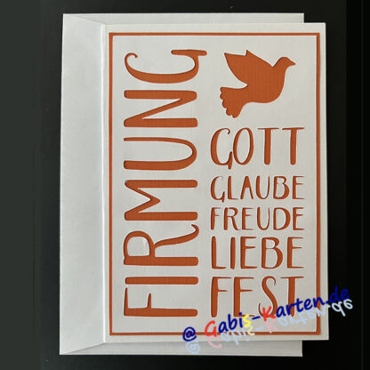 Karte Firmung - Taube - orange