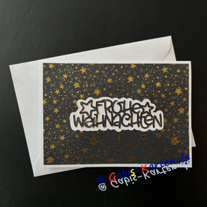 Karte 'Frohe Weihnachten' - goldene Sterne